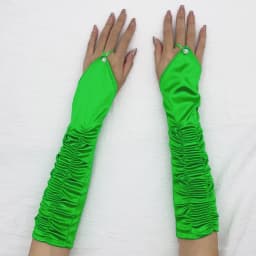 Women Fashion Satin Pleated Hot Drill Hook Finger Long Gloves Wedding Bridal Evening Party Prom Elegant Fingerless Gloves
