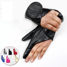 Women Performance Gloves Women Street Dance Punk Section PU Nightclub Show Dancing Singing KTV Leather Half-Finger Gloves D11