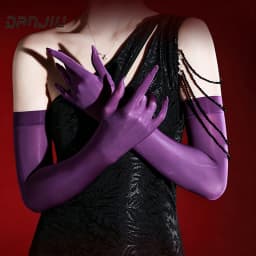 Women 40cm High Stretchy Smooth Tight Wet-Look Glossy Long Stockings Gloves Evening Bridal Prom Party Cosplay Stage Performance