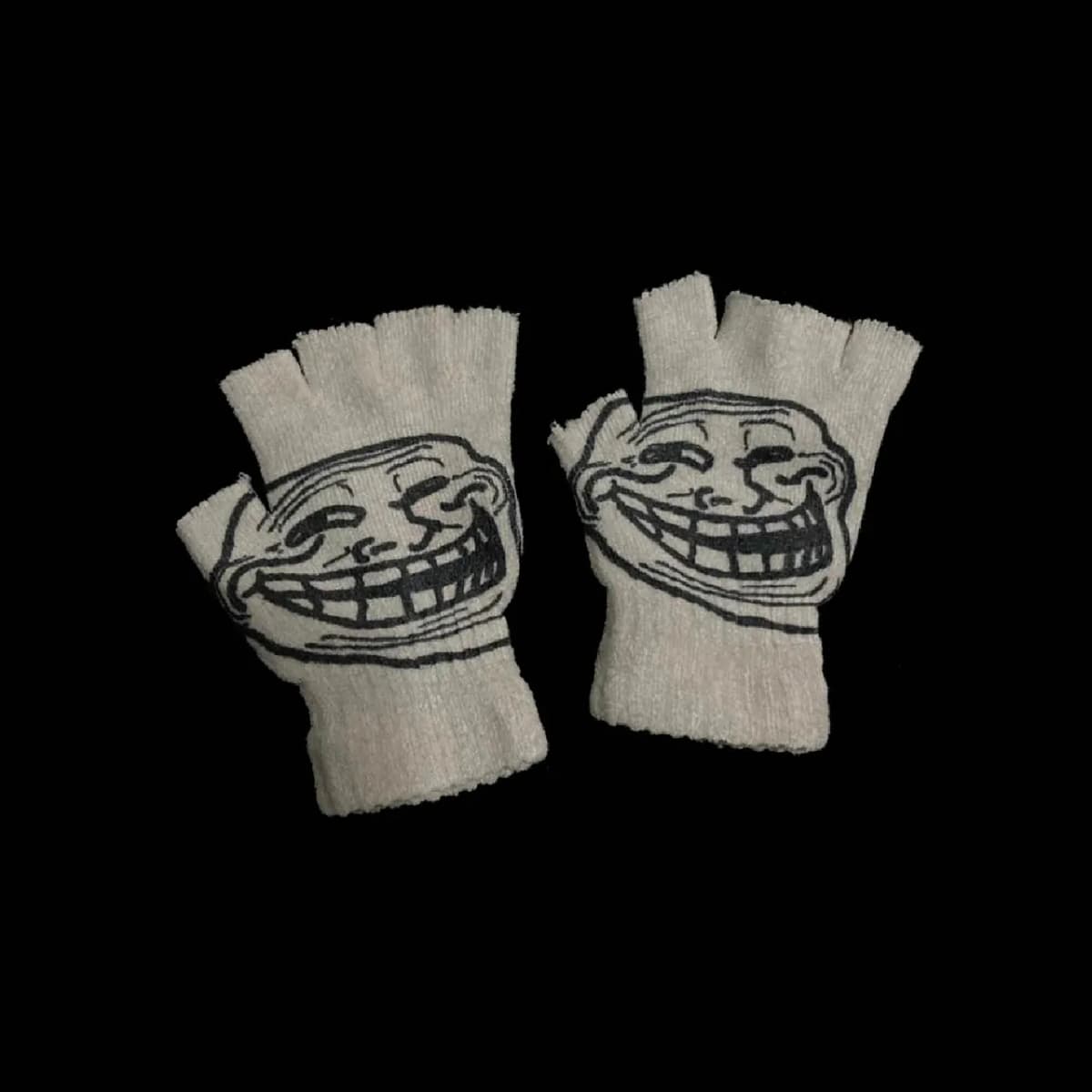 Y2K figure printed women's knitted gloves winter high-end fashion gloves thickened warm tight men's casual finger gloves Gothic