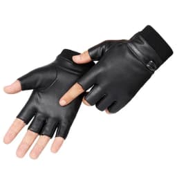 New Fashion Grace Men's Gloves Winter Vintage Warm Windproof Touch Screen Write Driving PU Fingerless Glove Mittens Wholesale