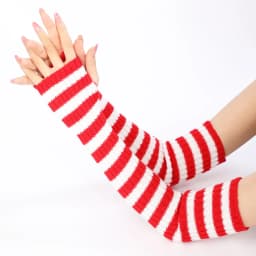 Acrylic Fibres Fingerless Gloves Women Elbow Glove Work Gloves Winter Men Unisex Black White Stripe Arm Warmers Sleeve
