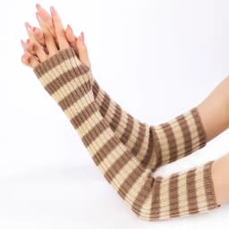 Acrylic Fibres Fingerless Gloves Women Elbow Glove Work Gloves Winter Men Unisex Black White Stripe Arm Warmers Sleeve