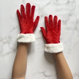 Santa Claus Gloves White Fur Fancy Dress Party Short Red Santa Full Finger Gloves Christmas Festive Costume Accessories Mittens
