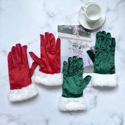 Santa Claus Gloves White Fur Fancy Dress Party Short Red Santa Full Finger Gloves Christmas Festive Costume Accessories Mittens
