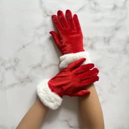 Santa Claus Gloves White Fur Fancy Dress Party Short Red Santa Full Finger Gloves Christmas Festive Costume Accessories Mittens