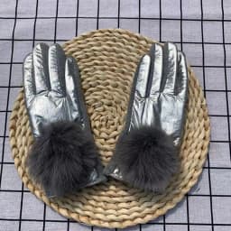 Lady Mittens Fashion Pom Pom Glossy Windproof Gloves Winter Women Cycling Driving Warm Gloves Student Girl Christmas Gift