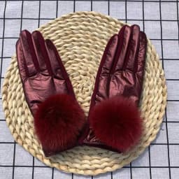 Lady Mittens Fashion Pom Pom Glossy Windproof Gloves Winter Women Cycling Driving Warm Gloves Student Girl Christmas Gift
