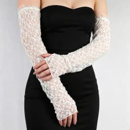 Fashion Long Lace Mesh Fingerless Gloves Scar-covering Lace Sun-proof Arm Sleeves for Women Lace False Sleeves