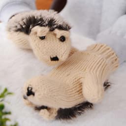 Women Ski Cartoon Hedgehog Fingers Gloves Thicken Winter Hand Warmer Knit Wrist Mittens Student Cute Girl Birthday Present