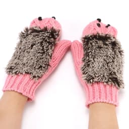 Women Ski Cartoon Hedgehog Fingers Gloves Thicken Winter Hand Warmer Knit Wrist Mittens Student Cute Girl Birthday Present