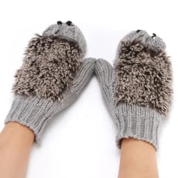 Women Ski Cartoon Hedgehog Fingers Gloves Thicken Winter Hand Warmer Knit Wrist Mittens Student Cute Girl Birthday Present
