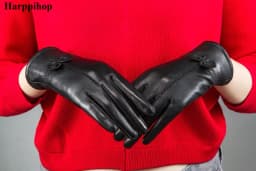 2025 women's genuine leather gloves red sheepskin gloves autumn and winter fashion female windproof gloves