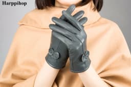 2025 women's genuine leather gloves red sheepskin gloves autumn and winter fashion female windproof gloves