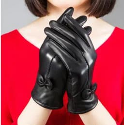 2025 women's genuine leather gloves red sheepskin gloves autumn and winter fashion female windproof gloves