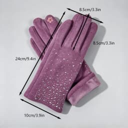Winter Women Fashion Elegant Diamonds Gloves Inside Thin Velvet Keep Warm Touch Screen Cycling Drive Thickened Mittens