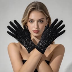 Winter Women Fashion Elegant Diamonds Gloves Inside Thin Velvet Keep Warm Touch Screen Cycling Drive Thickened Mittens