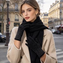 Winter Women Fashion Elegant Diamonds Gloves Inside Thin Velvet Keep Warm Touch Screen Cycling Drive Thickened Mittens