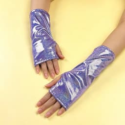 Women Half Palm Patent Leather Gloves Sparkling Halloween Cosplay Stage Performance Kpop Group Dance Music Festival Thin Fashion