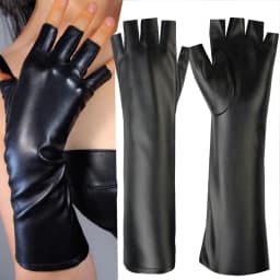 Fashion Winter Half Finger Gloves Women Dancing Party Show Long Elbow PU Leather Gloves Outdoor Hiking Driving Gloves Mittens