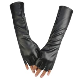 Fashion Winter Half Finger Gloves Women Dancing Party Show Long Elbow PU Leather Gloves Outdoor Hiking Driving Gloves Mittens