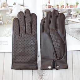 High-end new products fashion men's sheepskin gloves touch screen mesh breathable thin silk riding leather gloves autumn