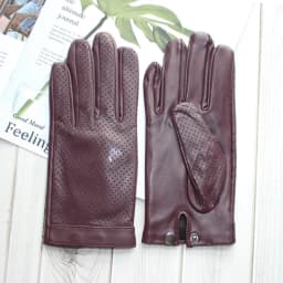 High-end new products fashion men's sheepskin gloves touch screen mesh breathable thin silk riding leather gloves autumn