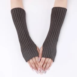 30CM Long Striped Gloves Womens Autumn Winter Yarn Sleeves Work Gloves Warm Exposed Finger Fake Sleeves Knitted Fingerless Glove