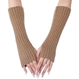 30CM Long Striped Gloves Womens Autumn Winter Yarn Sleeves Work Gloves Warm Exposed Finger Fake Sleeves Knitted Fingerless Glove