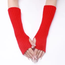 30CM Long Striped Gloves Womens Autumn Winter Yarn Sleeves Work Gloves Warm Exposed Finger Fake Sleeves Knitted Fingerless Glove