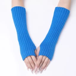 30CM Long Striped Gloves Womens Autumn Winter Yarn Sleeves Work Gloves Warm Exposed Finger Fake Sleeves Knitted Fingerless Glove