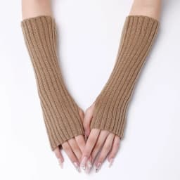 30CM Long Striped Gloves Womens Autumn Winter Yarn Sleeves Work Gloves Warm Exposed Finger Fake Sleeves Knitted Fingerless Glove