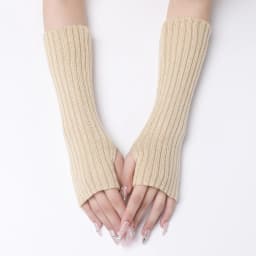 30CM Long Striped Gloves Womens Autumn Winter Yarn Sleeves Work Gloves Warm Exposed Finger Fake Sleeves Knitted Fingerless Glove