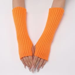 30CM Long Striped Gloves Womens Autumn Winter Yarn Sleeves Work Gloves Warm Exposed Finger Fake Sleeves Knitted Fingerless Glove