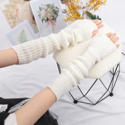 1Pair Women Long Fingerless Gloves Soft Female Kawaii Mitten Winter Warmer Knitted Arm Sleeve Girls Punk Gothic Gloves