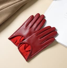 Women's Sping Autumn Natural Sheepskin Leather Glove Female Genuine Leather Motorcycle  Driving Glove R3267