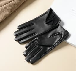 Women's Sping Autumn Natural Sheepskin Leather Glove Female Genuine Leather Motorcycle  Driving Glove R3267