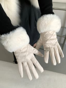 Faux Fur Lined Gloves For Women Winter Touch Screen Glove With Thickened Fleece And Warm Fingertip
