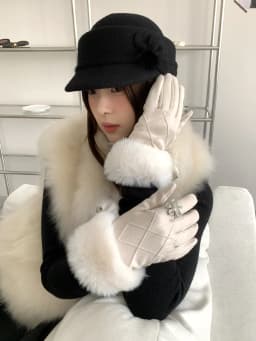 Faux Fur Lined Gloves For Women Winter Touch Screen Glove With Thickened Fleece And Warm Fingertip