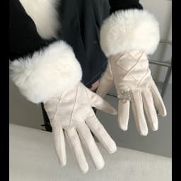 Faux Fur Lined Gloves For Women Winter Touch Screen Glove With Thickened Fleece And Warm Fingertip