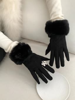 Faux Fur Lined Gloves For Women Winter Touch Screen Glove With Thickened Fleece And Warm Fingertip
