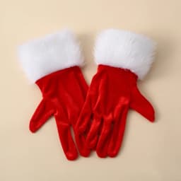Women Cosplay Gold Velvet Christmas Gloves Stage Performance Prom Party Red Plush Wrist Fashion Personality