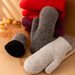New Women Winter Keep Warm Plus Cashmere Thicken Solid Elasticity Soft Full Fingers Wool Knitting Mittens Gloves Cute Lovely