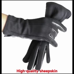 Leather Gloves Women's Sheepskin Suede Gloves Frosted Leather Autumn and Winter Thin and Thick Warm Knitted Lining Fashion New