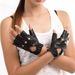 Fashion Black Fingerless Gloves Hot Half Finger Driving Gloves PU Leather