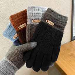 Touchscreen Cotton Gloves for Men, Winter Thermal Fleece-Lined Thick Knitted Gloves for Cycling, Cold-Proof for Northeast Winter, Women's Version Available