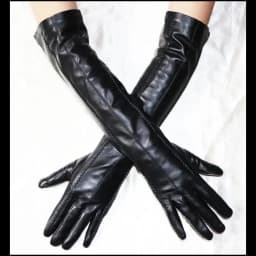 Women's Sheepskin Gloves Long Section Autumn and Winter Warm Female Leather Gloves Mid-length Touch screen plus velvet Authentic