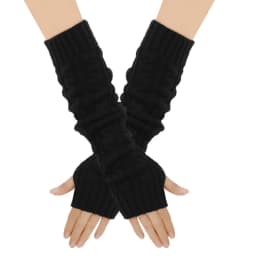 Women Knitted Gloves Winter Long Arm Warmers Cover Sleeves Fingerless Half Finger Mittens Solid Soft Gloves Wool Twisting Cuffs