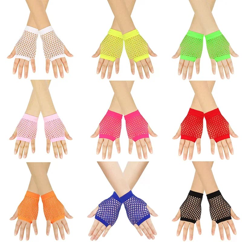 1pair Womens Short Fishnet Net Gloves Fingerless Mesh Gloves Punk Rock Fancy Night Club Party Arm Warmer Gloves Sexy Gloves