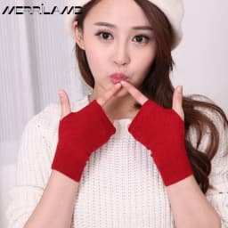 MERRILAMB Fashion Women's Cashmere Wool Blend Gloves Unisex Winter Knitted Mittens Warm Solid Knitwear Wrist Gloves
